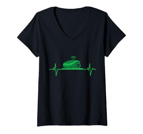 Damen Heartbeat Roboter-Rasenmäher T-Shirt mit V-Ausschnitt Damen Heartbeat Roboter-Rasenmäher T-Shirt mit V-Ausschnitt von Lawn Mower Lawn Mowing
