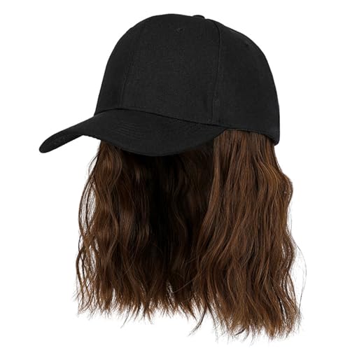 Hutperücke, verstellbare Baseballkappe Perücke, 7,8 Zoll Synthetic Perücken Hut mit lockiger Haarperücke für Frauen Sommer (hellbraun) von Lawnrden