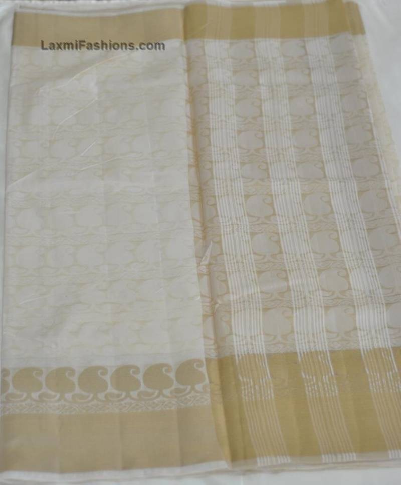 Verkauf 40 % Discount Creme Semi Pattu Saree Mango Booti Selbst Zari Grenze Ungeheftet Bluse Bollywood Sari Black Friday von LaxmiFashions