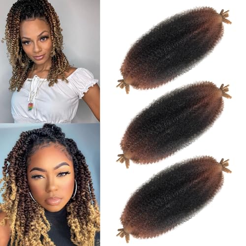 Marley Twist Afro Twist Afro Twist Braid-Haarverlängerung, natürliches elastisches Afro-Twist-Haar, für falsche Dreadlocks, gelockte Zöpfe, für Frauen (1B/30/27#, 25,4 cm (10 Zoll) (Packung von Layakoo