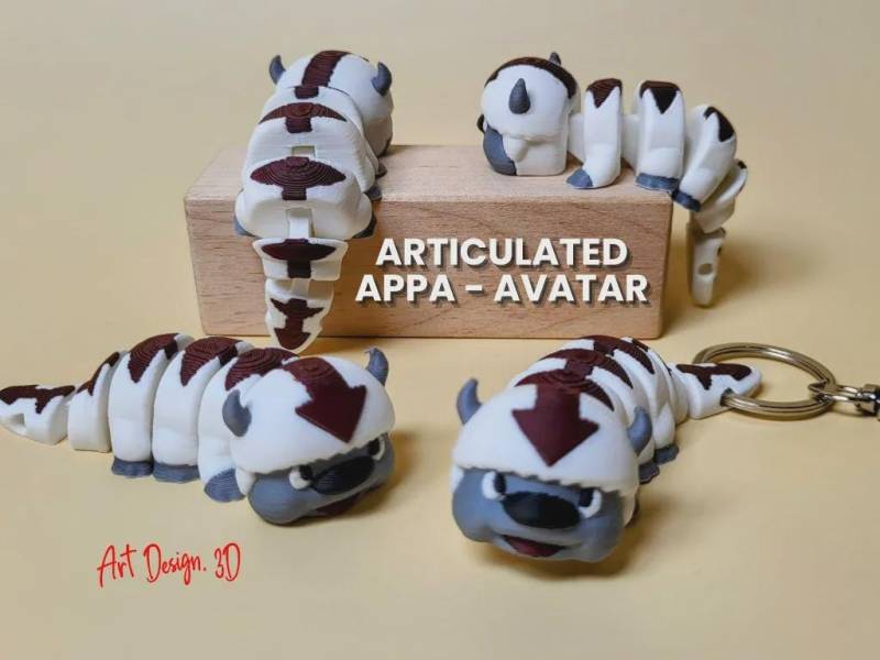 Articulated Appa Toy - 3D Printed Avatar Keychain & Fidget Gift Articulated Appa Toy - 3D Printed Avatar Keychain & Fidget Gift von LayerWise