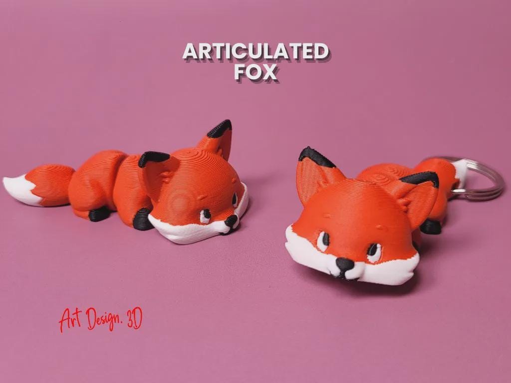 Articulated Fox Toy - 3D Printed Red Keychain Fidget Gift von LayerWise