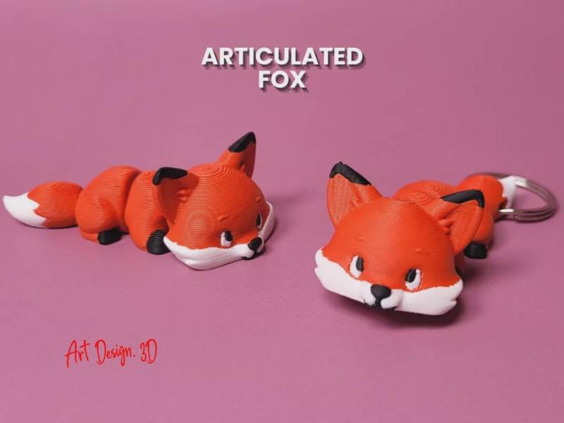 Articulated Fox Toy - 3D Printed Red Keychain Fidget Gift von LayerWise