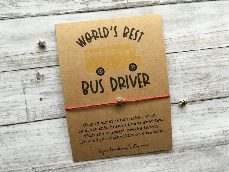Bus Fahrer Wunsch Armband, Verstellbare Schnur von LayeredandSimple