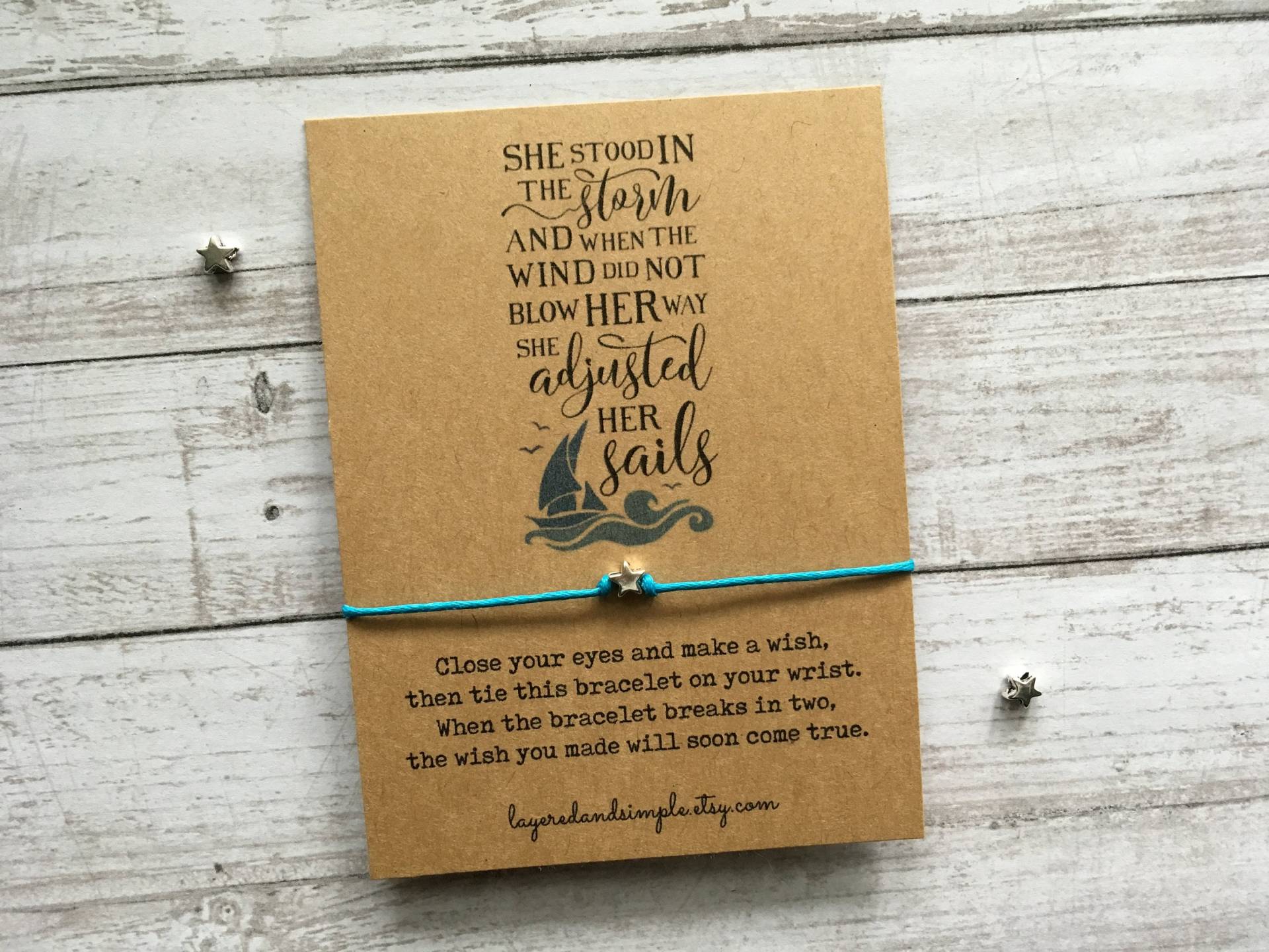 Inspirierendes Wunsch Armband, Verstellbares Schnur Armband von LayeredandSimple