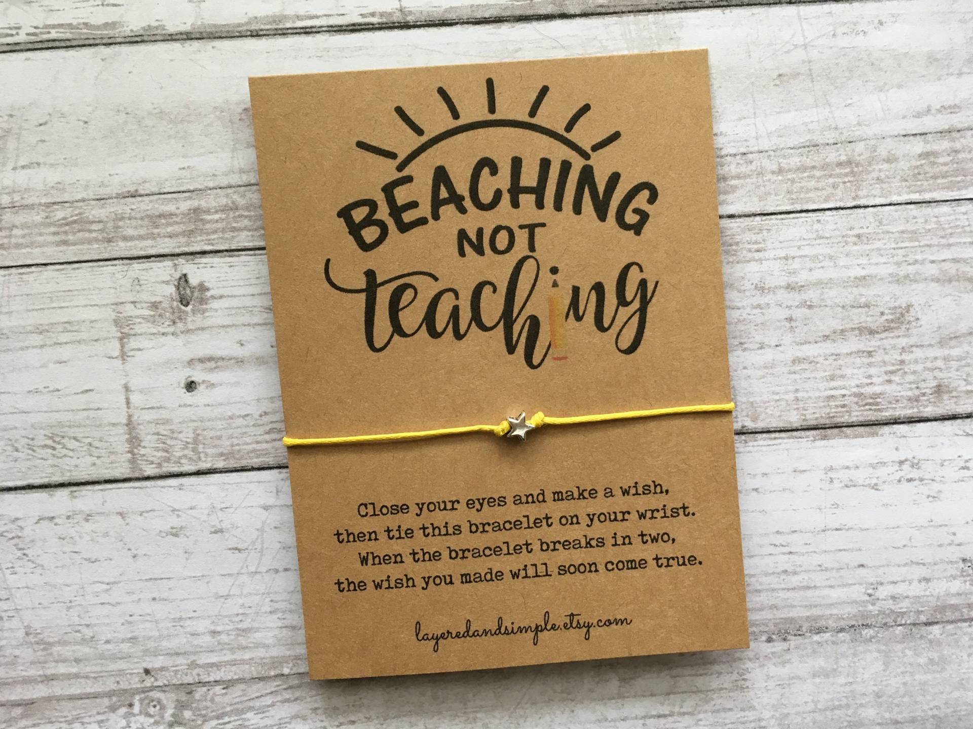 Lehrer Wunsch Armband, Stranden Nicht Lehren, Minimal Cord Armband von LayeredandSimple
