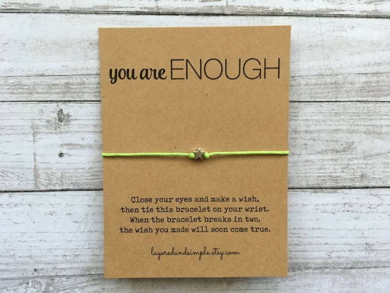 You Are Enough Wish Armband, Inspirierendes Kordel Armband von LayeredandSimple