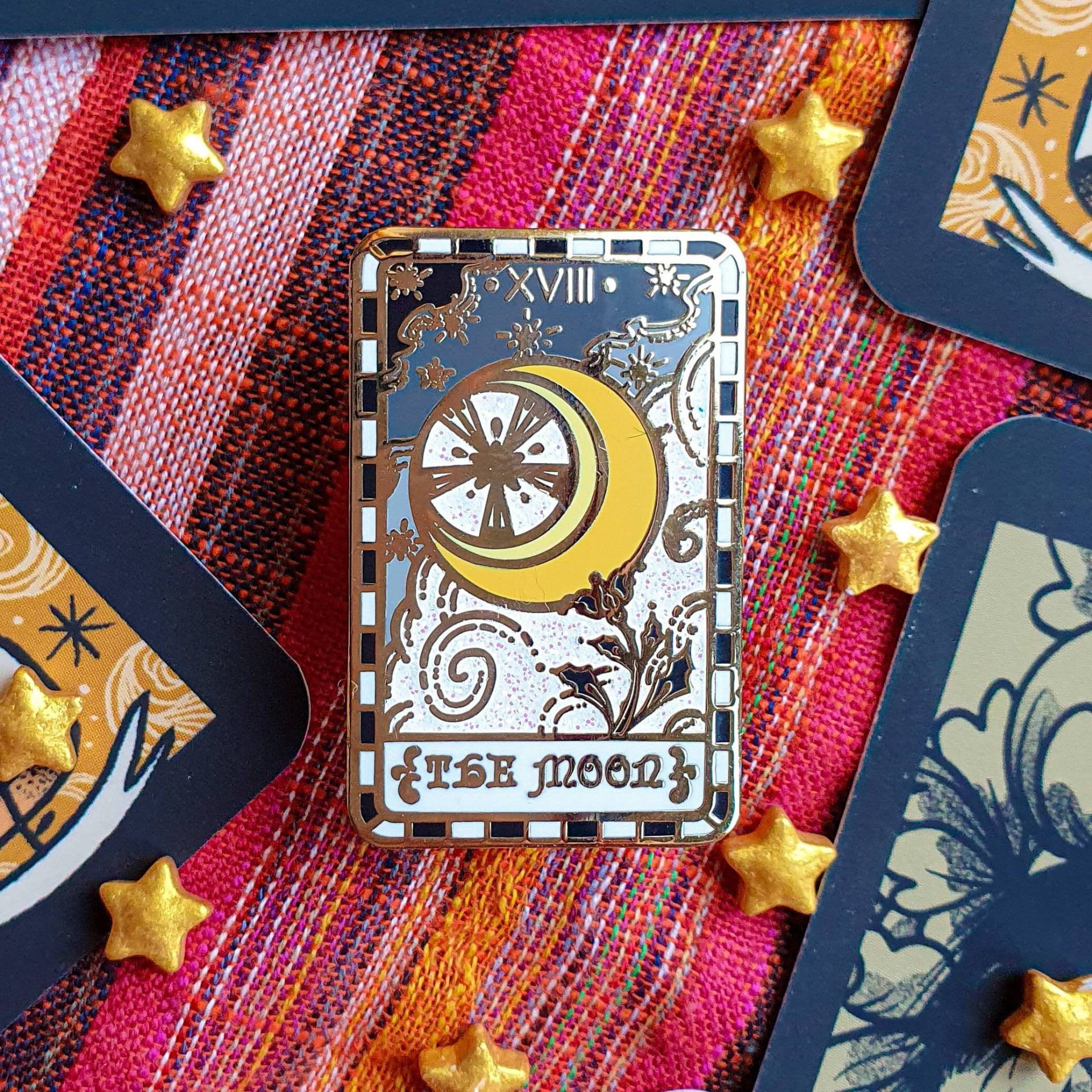 Der Mond. Tarot Karte Emaille Pin. Hart Witchy Anstecker. Alles Sehende Auge Glitzer. Die Sonne. Der Mond. Stern. Brosche.seer von LaylaAshtarShrine