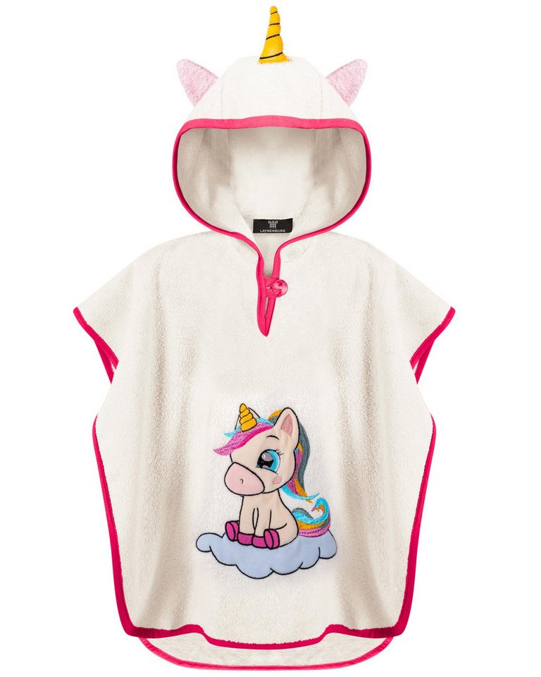 Laynenburg Badeponcho LAYNENBURG Badeponcho Kinder 100% Baumwolle mit Kapuze & Motiv, Handtuch Poncho aus Frottee für Baby Jungen Mädchen von Laynenburg