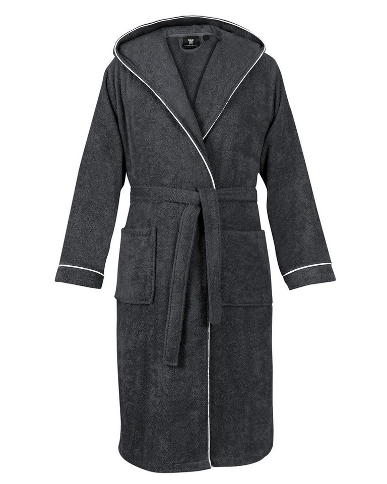 Laynenburg Herrenbademantel Bademantel Herren Frottee Kapuze Lang Baumwolle, M Anthrazit, walkfrottier, Kapuze, Gürtel, Walkfrottee aus 100% Baumwolle von Laynenburg