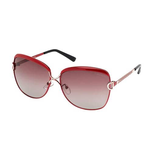 Layoners Juni Sonnenbrille, Damen-Sonnenbrille, Polarisiert, Anti-Glare, UV400 Schutz, Gleichmäßig Getönte Gläser, Übergröße (Rot) von Layoners