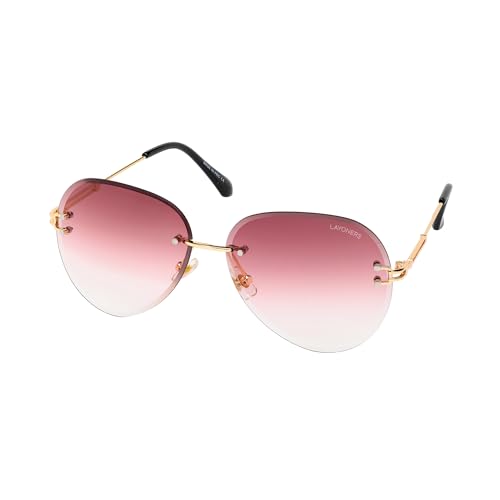 Layoners Valery. Elegante Sonnenbrille für Damen mit 100% UV-Schutz, Pilotenbrille, leicht, modernes rahmenloses Design, Metall, dünne Gläser von Layoners