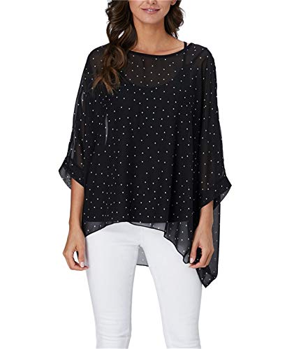 LazLake Damen Sommer Böhmische Flügel Ärmel Chiffon Bluse Kurzarm Strand Beiläufige Shirt Bat Sleeve Lose Hemd T Shirt Tops ED-Bianfu-325 von LazLake