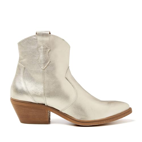 Lazamani Arianna Damen Leder-Stiefeletten Gold (LA55105gold, EU Schuhgrößensystem, Erwachsene, Damen, Numerisch, M, 39) von Lazamani