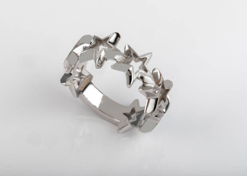 Offene Stern Ring, Rund Um 925 Sterling Silber, 9 Mm Breit Offene Stern Ring, Rund Um 925 Sterling Silber, 9 Mm Breit von LazarevicJewelry