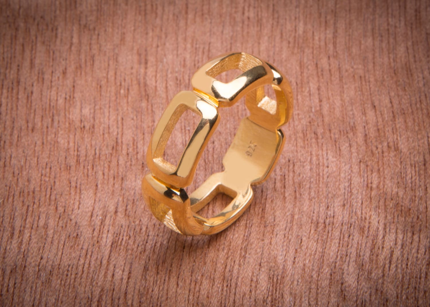 Offener Ring Rund Um Platz Ring, 925 Sterling Silber Offener Ring Rund Um Platz Ring, 925 Sterling Silber von LazarevicJewelry