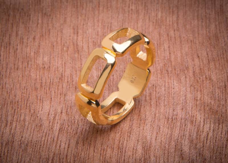 Offener Ring Rund Um Platz Ring, 925 Sterling Silber Offener Ring Rund Um Platz Ring, 925 Sterling Silber von LazarevicJewelry