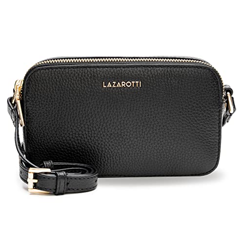 Lazarotti Bologna Leder Umhängetasche Damen | 2 Hauptfächer & längenverstellbarer Schulterriemen | mittelgroße Crossbody Bag | Schultertasche 18 cm von Lazarotti