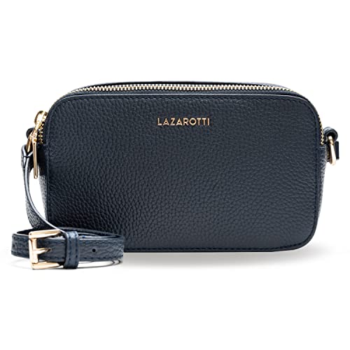 Lazarotti Bologna Leder Umhängetasche Damen | 2 Hauptfächer & längenverstellbarer Schulterriemen | mittelgroße Crossbody Bag | Schultertasche 18 cm von Lazarotti