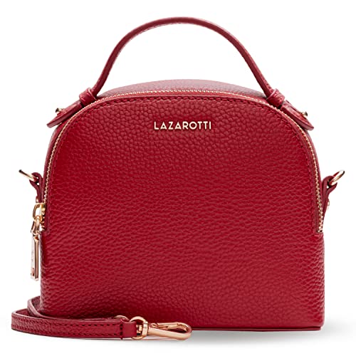 Lazarotti Bologna Leder Handtasche Damen | 2 Hauptfächer & abnehmbaren Tragegurt | mittelgroße Henkeltasche 17 cm von Lazarotti