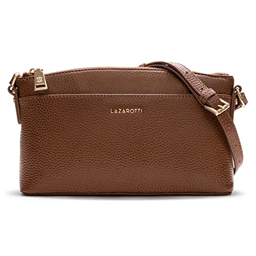 Lazarotti Bologna Leder Umhängetasche Damen | verstellbarer Schultergurt | mittelgroße Crossbody Bag | Schultertasche 24 cm von Lazarotti