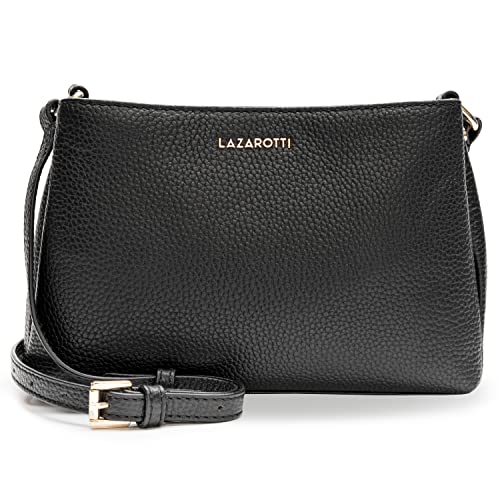 Lazarotti Bologna Leder Umhängetasche Damen | 3 Hauptfächer & längenverstellbarer Schulterriemen | mittelgroße Crossbody Bag | Schultertasche 23 cm von Lazarotti