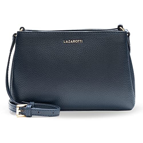 Lazarotti Bologna Leder Umhängetasche Damen | 3 Hauptfächer & längenverstellbarer Schulterriemen | mittelgroße Crossbody Bag | Schultertasche 23 cm von Lazarotti