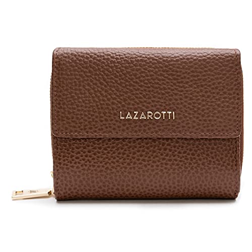 Lazarotti Bologna mittelgroße Leder Geldbörse Damen | mit Druckknopf, Reißverschlussfach, 9 Kartenfächer, RFID-Schutz | 12 x 10 x 4 cm von Lazarotti