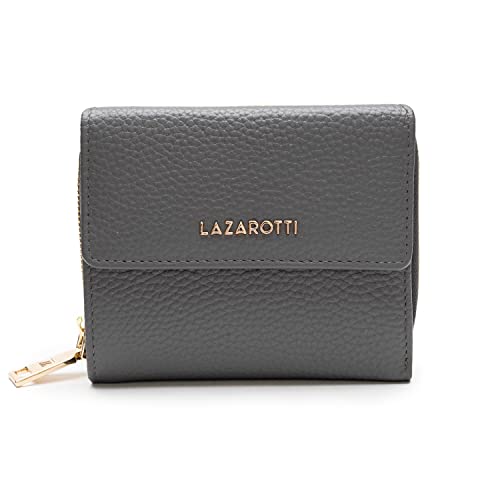 Lazarotti Bologna mittelgroße Leder Geldbörse Damen | mit Druckknopf, Reißverschlussfach, 9 Kartenfächer, RFID-Schutz | 12 x 10 x 4 cm von Lazarotti