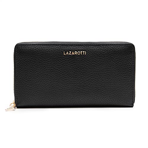Lazarotti Bologna große Leder Geldbörse Damen | großes Reißverschlussfach, 16 Kartenfächer, Münzfach, RFID-Schutz | 19 x 4 x 10 cm von Lazarotti