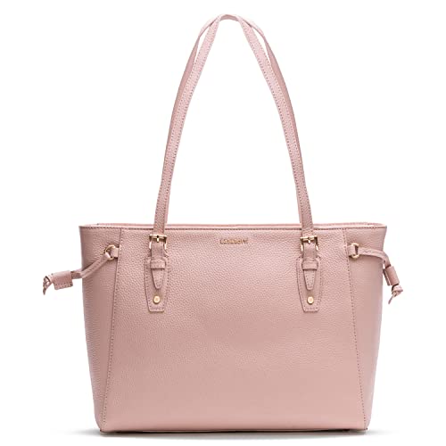 Lazarotti Bologna Leder Shopper Tasche Damen | Tote Bag mit seitlichen Kordelzügen | XL Schultertasche 36 cm von Lazarotti