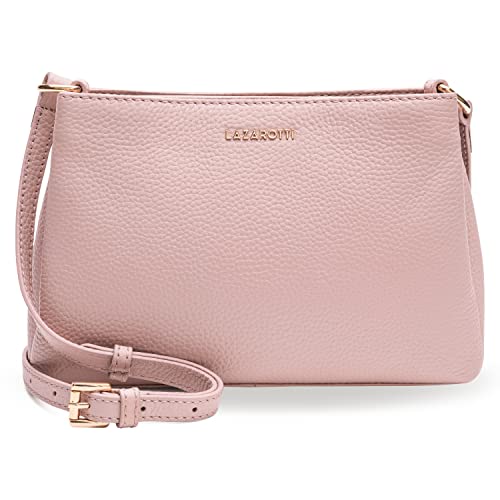 Lazarotti Bologna Leder Umhängetasche Damen | 3 Hauptfächer & längenverstellbarer Schulterriemen | mittelgroße Crossbody Bag | Schultertasche 23 cm von Lazarotti