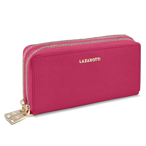 Lazarotti Bologna XL Leder Geldbörse Damen | 2 große Reißverschlussfächer, 20 Kartenfächer, Münzfach, RFID-Schutz | 20 x 4 x 11 cm von Lazarotti