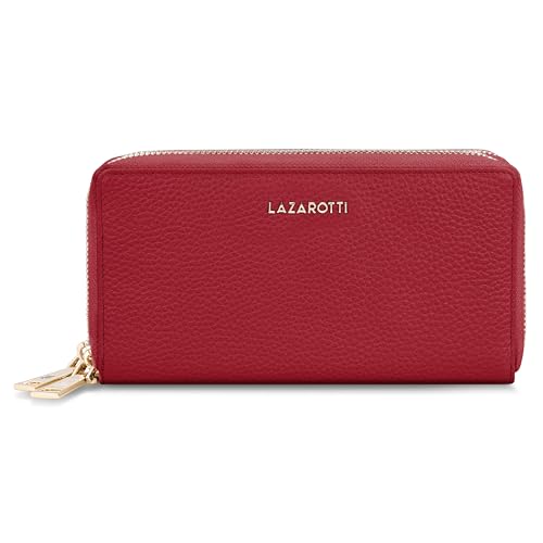 Lazarotti Bologna XL Leder Geldbörse Damen | 2 große Reißverschlussfächer, 20 Kartenfächer, Münzfach, RFID-Schutz | 20 x 4 x 11 cm von Lazarotti