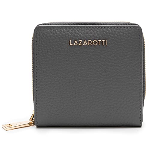 Lazarotti Bologna kompakte Leder Geldbörse Damen | mit Druckknopf, Reißverschlussfach, 6 Kartenfächer, RFID-Schutz | 10 x 10 x 2,5 cm von Lazarotti