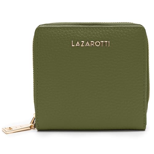 Lazarotti Bologna kompakte Leder Geldbörse Damen | mit Druckknopf, Reißverschlussfach, 6 Kartenfächer, RFID-Schutz | 10 x 10 x 2,5 cm von Lazarotti
