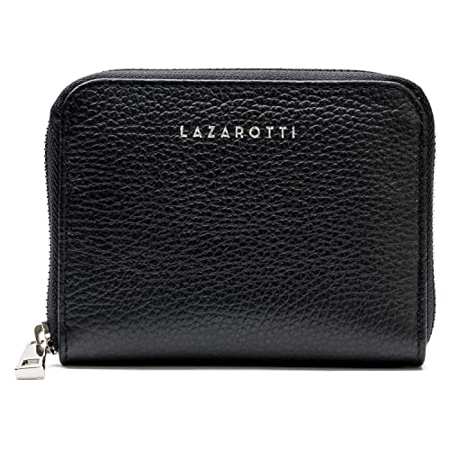 Lazarotti Damen Kleine Geldbörse Leder Milano - schwarz - Kleiner Geldbeutel - Damen Portemonnaie von Lazarotti