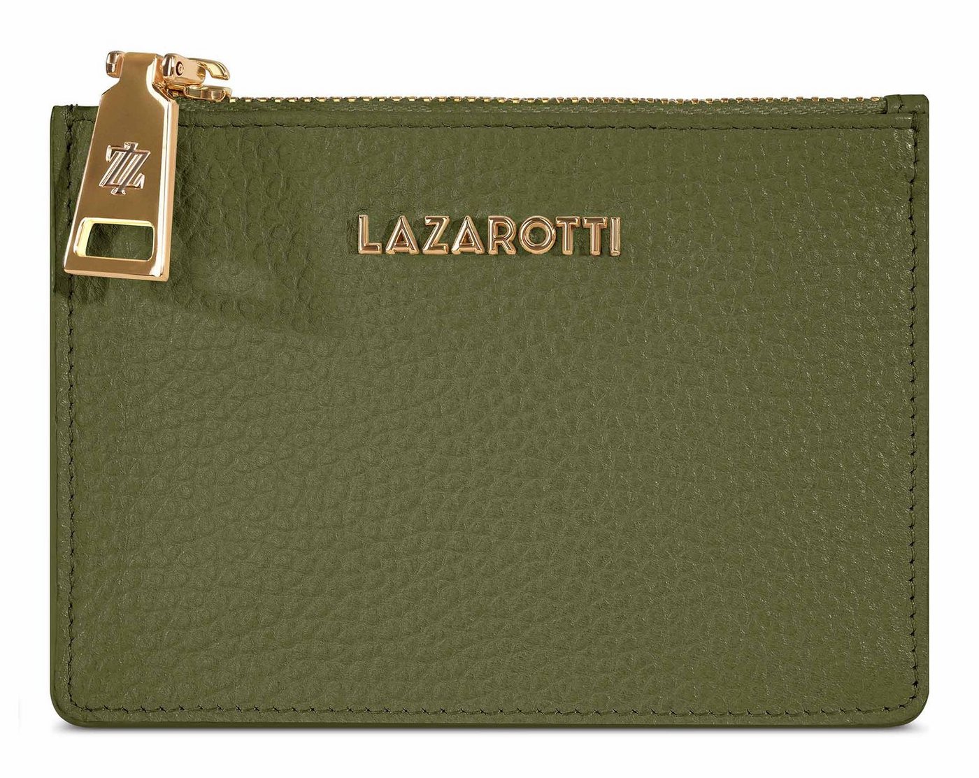 Lazarotti Kartenetui Zip Etui 4 Card Slots, aus echtem Leder mit RFID-Blocker Schutz von Lazarotti