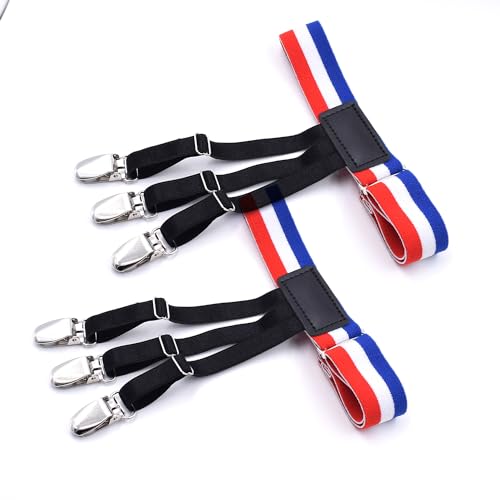 LazarsSpace Herren Hemd Stays für Hemd Tucking, Hemd Strumpfband und Halter Sicherung Hemd Position für Männer, Rot Weiß Bluestrips von LazarsSpace