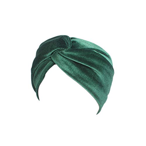 Lazeny 2x Damen Gekreuzte Stirnband Retro Sport Turban Breite Seite Haarband Elastisches Gold Samt Kopftuch Atmungsaktives Schweißleder Für Laufen Sport Fitnessstudio Fitness Freizeit Yoga (Grün) von Lazeny