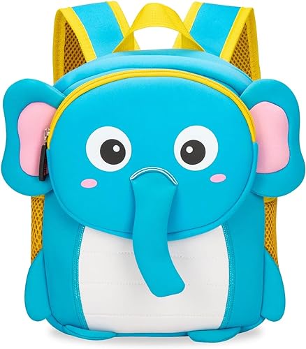 Lazeny Kinderrucksack Cartoon-Tiere Schulrucksack Babyrucksack Backpack Grundschüler Rucksack Schule Reise Taschen Kindertasche Schultaschen für 1-6 Jahre Mädchen Kinder Jungen (Blau Elefant) von Lazeny