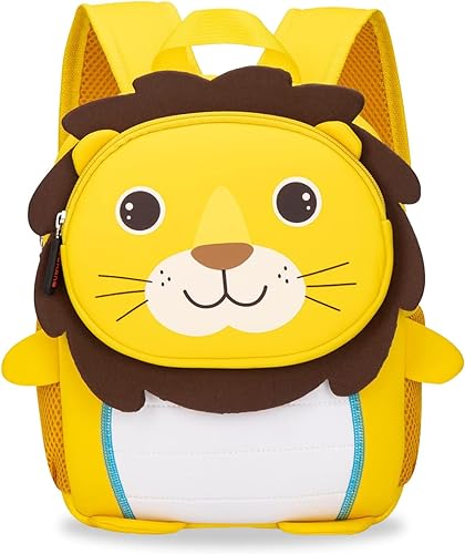 Lazeny Kinderrucksack Cartoon-Tiere Schulrucksack Babyrucksack Backpack Grundschüler Rucksack Schule Reise Taschen Kindertasche Schultaschen für 1-6 Jahre Mädchen Kinder Jungen (Gelb Löwe) von Lazeny