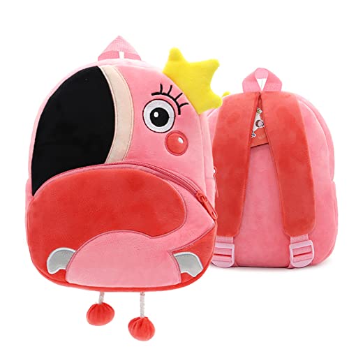 Lazeny Kinderrucksack Comic Tiere Schulrucksack Babyrucksack Backpack Grundschüler Rucksack Schule Reise Taschen Kindertasche Schultaschen für 2-6 Jahre Mädchen Kinder Jungen (Rosa Flamingo) von Lazeny