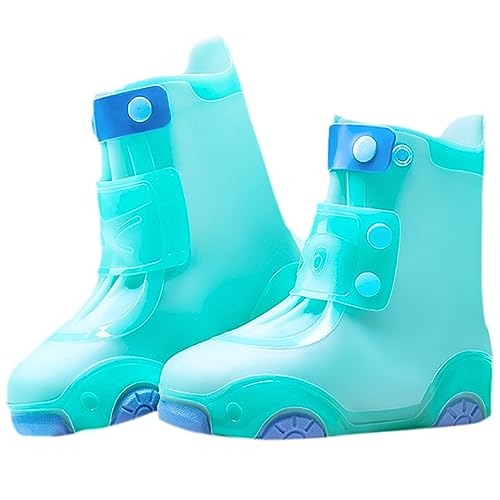 Lazeny Schuhüberzieher Wasserdicht Kinder Regenschuhe Überziehschuhe Regen Schuhschutz Anti-Rutsch Silikon Schuhe Abdeckung Schuhüberzug Für Spazieren Gehen Wandern Radfahrer zur Schule (M,Grün) von Lazeny