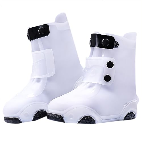 Lazeny Schuhüberzieher Wasserdicht Kinder Regenschuhe Überziehschuhe Regen Schuhschutz Anti-Rutsch Silikon Schuhe Abdeckung Schuhüberzug Für Spazieren Gehen Wandern Radfahrer zur Schule (S,Weiß) von Lazeny