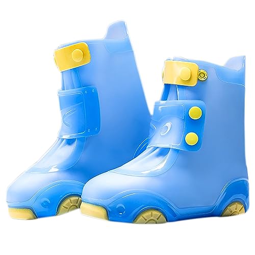 Lazeny Schuhüberzieher Wasserdicht Kinder Regenschuhe Überziehschuhe Regen Schuhschutz Anti-Rutsch Silikon Schuhe Abdeckung Schuhüberzug Für Spazieren Gehen Wandern Radfahrer zur Schule (XL,Blau) von Lazeny