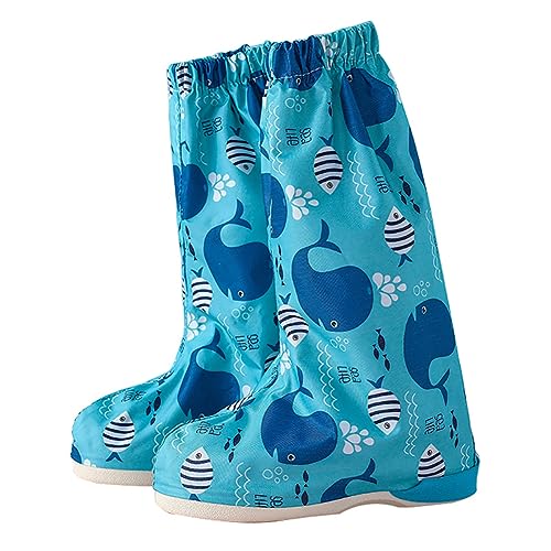 Lazeny Schuhüberzieher Wasserdicht Kinder Regenschuhe Überziehschuhe Regen Schuhschutz mit Reißverschluss Schuhe Abdeckung Schuhüberzug Für Spazieren Gehen Wandern Radfahrer zur Schule (L,Blau Wal) von Lazeny