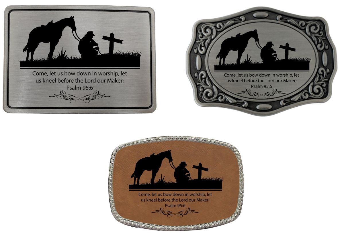 Personalisierte Kniende Cowboy Gürtelschnalle | Gürtelschnallen Gravierte Geschenk His Or Her Buckle von LazerDesigns