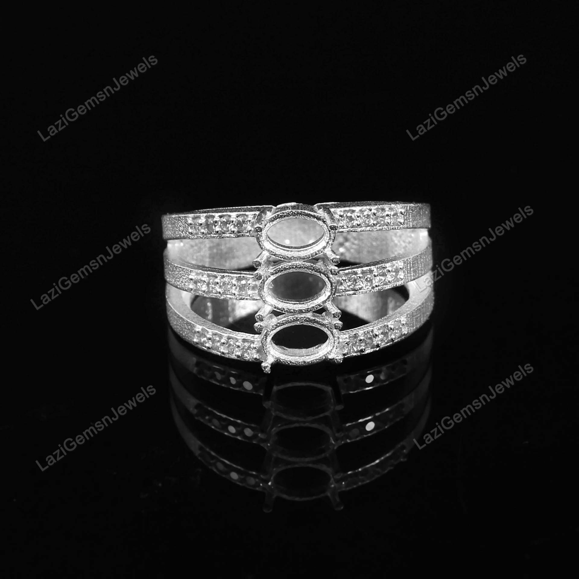 4x6 Mm Oval Semi Mount Ring, Personalisierte Halo Ehering, 925 Sterling Silber Verlobungsring, Prong Setting Ring 4x6 Mm Oval Semi Mount Ring, Personalisierte Halo Ehering, 925 Sterling Silber Verlobungsring, Prong Setting Ring von LaziGems