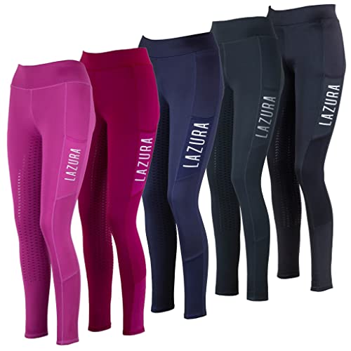 Lazura - Reitleggings für Damen Emilia | Vollbesatz aus Silikon | Vollbesatzreithose mit 2 seitlichen Handytaschen | Reithose in der Farbe Asphalt | Reitbekleidung in Größe 34 von Lazura